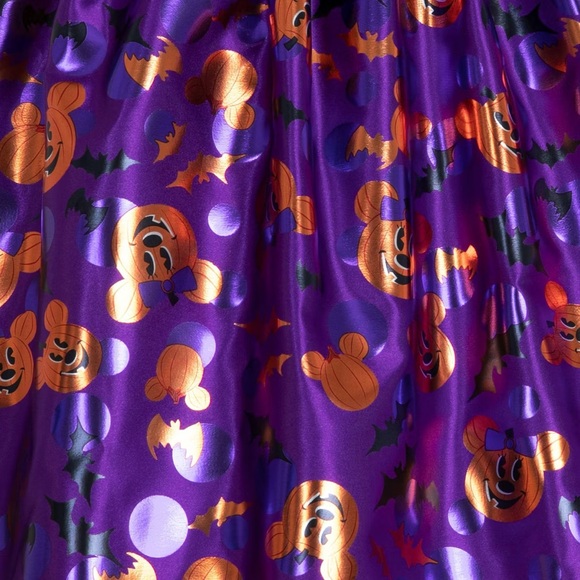 NEW Disney Dress Minnie Mouse Halloween Bow purple orange metallic bats black 7 - Picture 4 of 7
